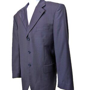 Mens Navy Blue Blazer Super 120s Suit Jacket 3 button Sz 38R Italian Roma V